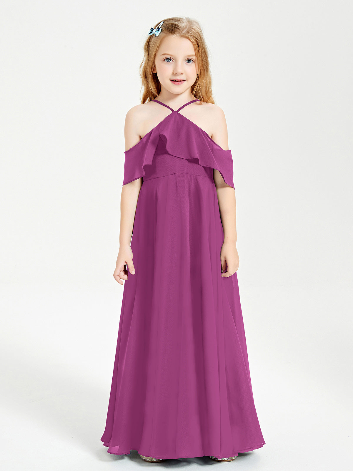 Off-the-Shoulder Long Dresses for Junior Bridesmaids Orchid